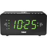 NAXA NRC-191 Dual Alarm Clock with Qi Wireless Charging Function