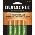 DURACELL RECHARGEABLE AA Nickel Metal Hydride Battery  PACK OF 4