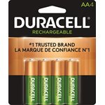 DURACELL RECHARGEABLE AA Nickel Metal Hydride Battery  PACK OF 4